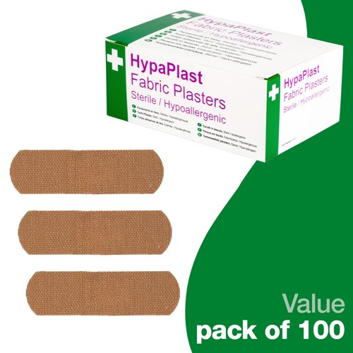 HypaPlast Heavy Duty Fabric Pl. 100 Plasters 7.2cm x 2.5cm PK100