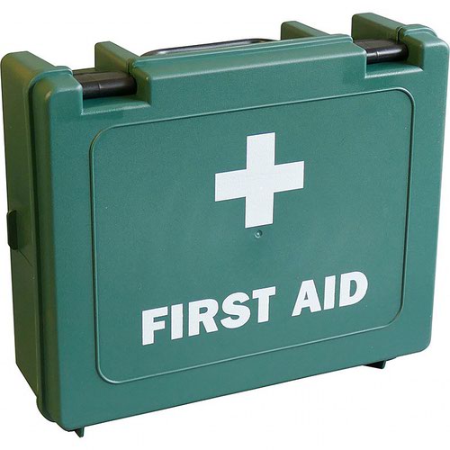 13593FA | The 11-20 Person Workplace First Aid Kit is a great value first aid kit, fully compliant and up to date with all HSE regulations. It is supplied in a lightweight, easily accessible green box with locking clips. The easily portable hard case is clearly marked with a white cross and ”First Aid”, ensuring that it is visible and accessible when required.Contents:1 x First Aid Guidance Leaflet40 x HypaPlast Washproof Plasters4 x HypaCover Eye Dressings4 x HypaBand Triangular Bandages12 x HypaBand Safety Pins9 x HypaCover First Aid Dressings, 12x12cm3 x HypaCover First Aid Dressings, 18x18cm10 x HypaClean Moist Wipes4 x HypaTouch Disposable Gloves (Pair)