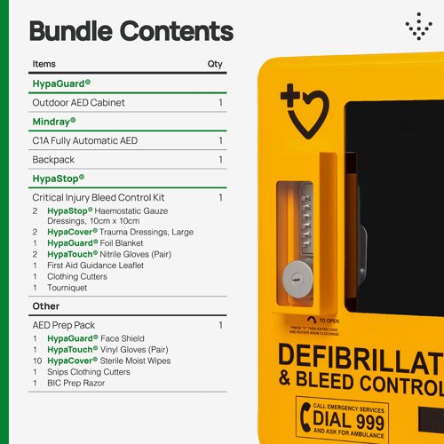 Mindray C1A AED Bundle with HypaGuard Outdoor Cabinet