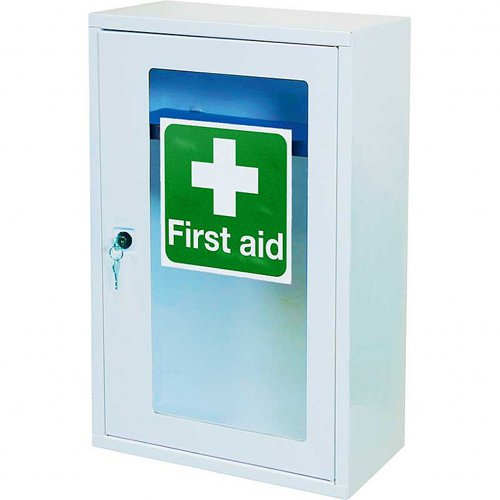 Metal First Aid Cabinet Clear Door, Single Depth