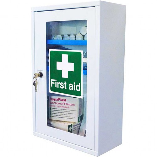 Metal First Aid Cabinet Clear Door, Single Depth