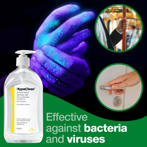 HypaClean Alcohol Hand Gel 500ml Pump Dispenser