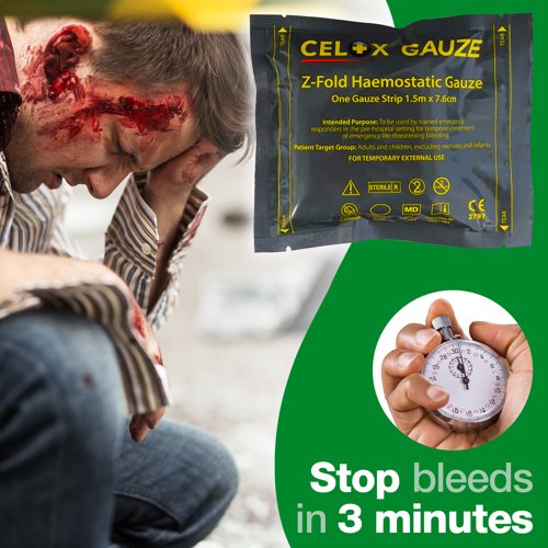 Celox Haemostatic Gauze Single Z-Fold 5ft