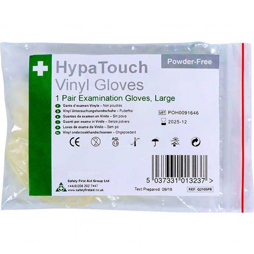 HypaTouch Vinyl Gloves Large Pre-Powdered, 1 pair