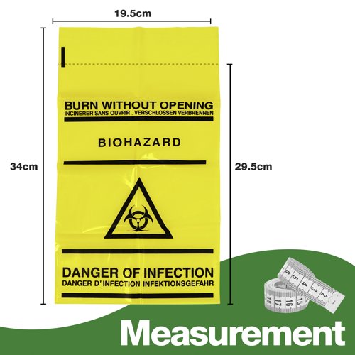Clinical Waste Self Seal Bags 205mm x 285mm x 45lip 40mu PK50