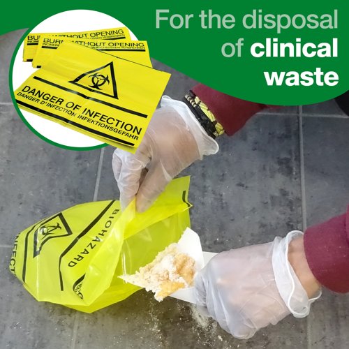 Clinical Waste Self Seal Bags 205mm x 285mm x 45lip 40mu PK50