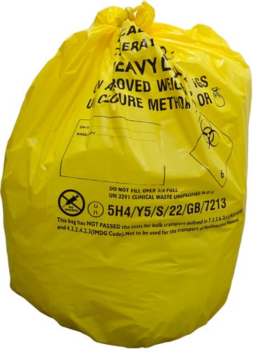 Biohazard Bin Liner Heavy Duty 20Litres - PK25