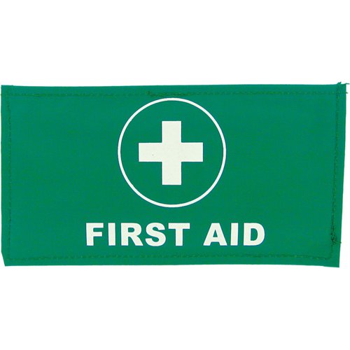 First Aid Arm Band Green White Print Velcro Closure