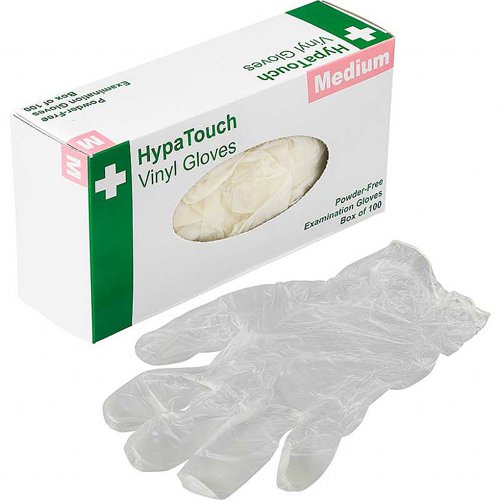HypaTouch Vinyl Gloves MD Powder Free x 100