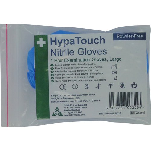 HypaTouch Nitrile LG 6 Pairs Blue Powder Free Gloves