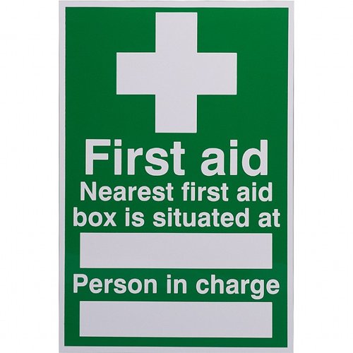 Nearest First Aid Kit Sign Vinyl 20cm x 30cm