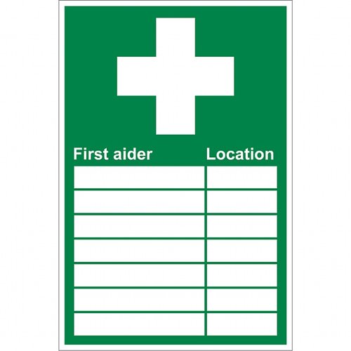 First Aider Location Sign Rigid 20cm x 30cm Rigid 20cm x 30cm