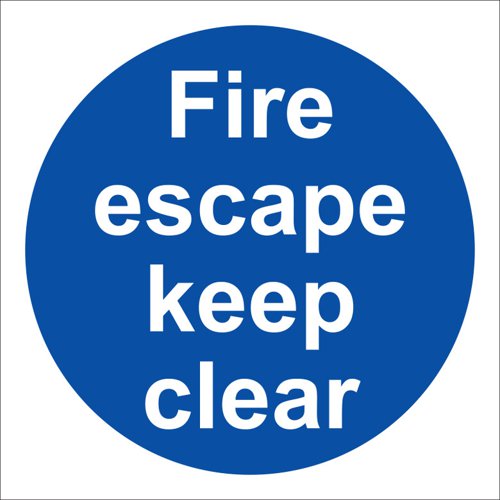Fire Escape Keep Clear Sign Vinyl, 10cm x 10cm