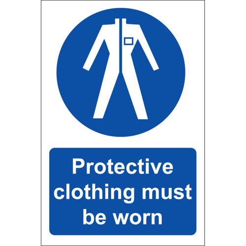 Protective Clothing Sign Rigid, 20cm x 30cm