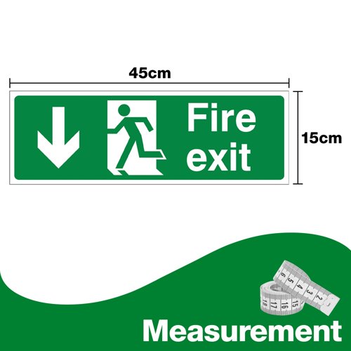 Fire Exit (Down) 150 x 450mm Rigid
