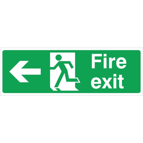 Fire Exit Left Sign Rigid, 45cm x 15cm
