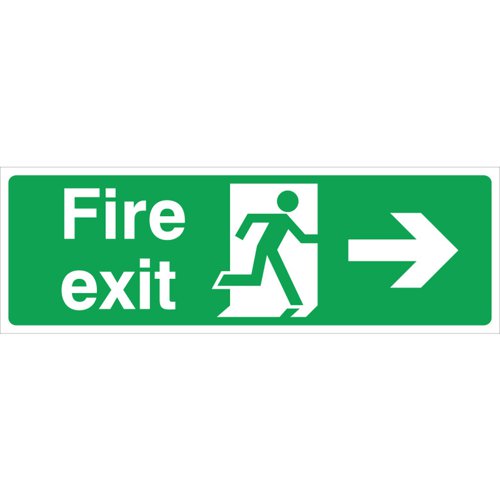 Fire Exit Right Sign Rigid, 45cm x 15cm
