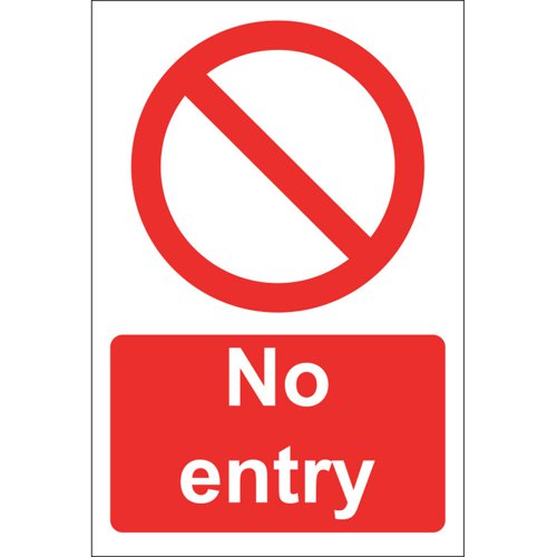 No Entry Sign Rigid, 20cm x 30cm
