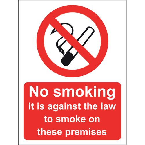 No Smoking Sign Rigid, 15cm x 20cm