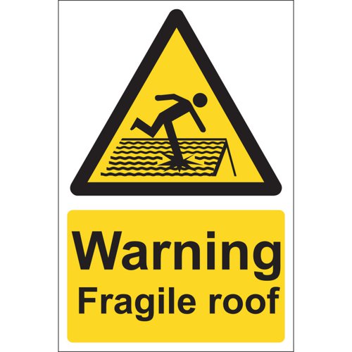 Waring Fragile Roof Sign Rigid, 20cm x 30cm