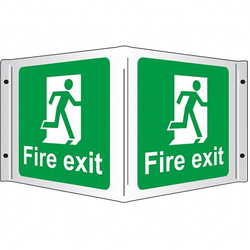 Fire Exit 3D Sign Projecting, Rigid, 43cm x 20cm