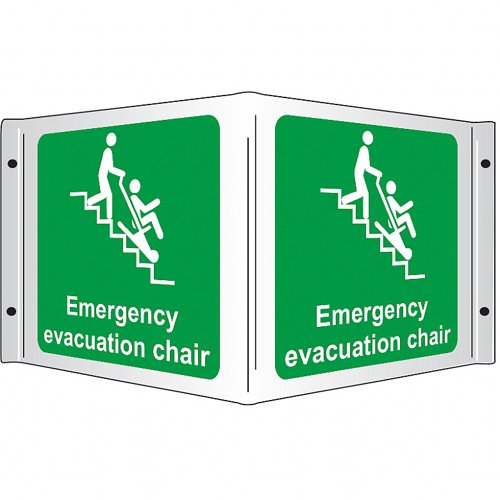 Evacuation Chair 3D Sign Projecting, Rigid, 43cm x 20cm