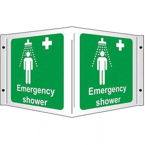 Emergency Shower 3D Sign Projecting, Rigid, 43cm x 20cm