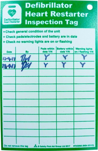 AED Inspection Tag Single