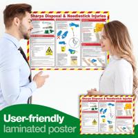 Sharps Disposal & Needlestick Injuries Laminated Guidance Poster A2 - A617