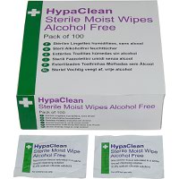 HypaClean Sterile Moist Wipes Alcohol-Free (Pack 100) - D5201