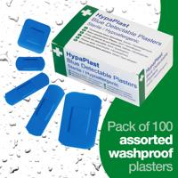 HypaPlast Blue Metal Detectable Plasters Assorted Sizes (Pack 100) - D7010