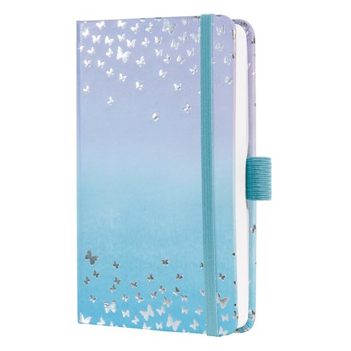 Jolie Weekly planner 2027 A6 9.50x15x1.60cm Butterfly Confetti Sky blue/violet hardcover 1 year 174 p. 80 gsm.