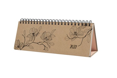 Jolie Desktop planner 2027 1/2 A4 landscape 30x15.40x1.90cm Black Magnolia brown/black hardcover 1 year 126 p. pages for weekly schedules/vertical lay