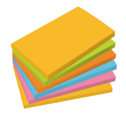 Sigel Sticky notes  75x125mm yellow/green/orange/pink/blue rectangular for whiteboards glass paper other smooth surfaces 70 gsm 75x125mm paper 600 she