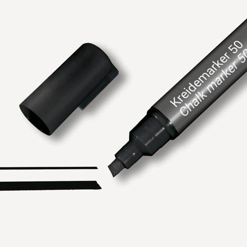 Chalk markers SIGEL M chisel tip 1-5mm wipeable with a damp or dry cloth black for smooth glass surfaces sealed surfaces 21x144x21mm liquid chalk plas