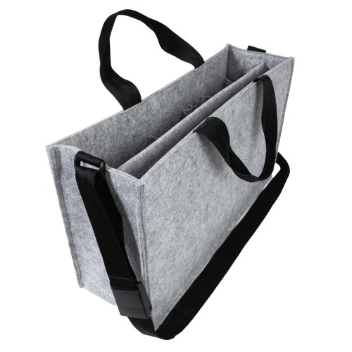 Desk-Sharing Bag Classic L with 2 handles and adjustable shoulder strap light grey for laptops up to 17.3'' Organiser for mobile working 500x280x150mm