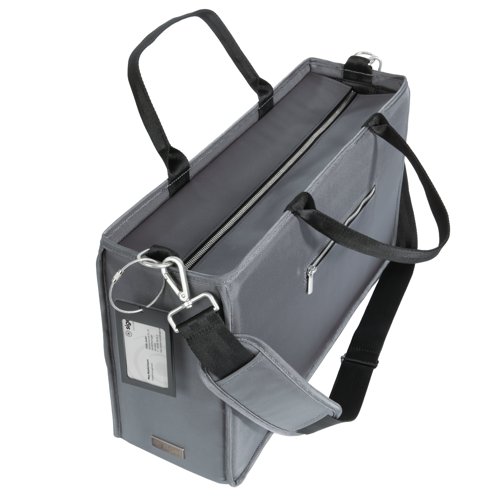 Desk-Sharing Bag Premium L with zip 2 handles and adjustable shoulder strap dark grey for laptops up to 17.3'' Organiser for mobile working 500x280x15