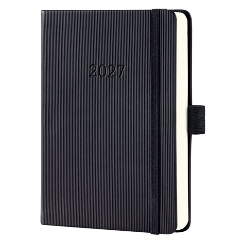 Conceptum Daily planner 2027 A6 10.80x15.10x3cm black hardcover 1 year 400 p. 80 gsm FSC-certified 1 page = 1 day elastic fastener pen loop 1 archive 