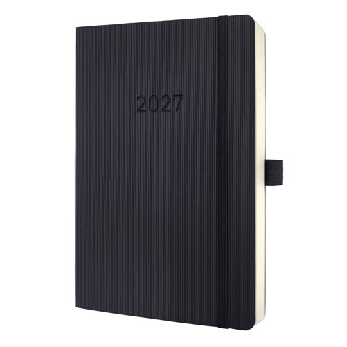 Conceptum Daily planner 2027 A5 13.50x21x2.70cm black softcover 1 year 400 p. 80 gsm FSC-certified 1 page = 1 day elastic fastener pen loop 1 archive 