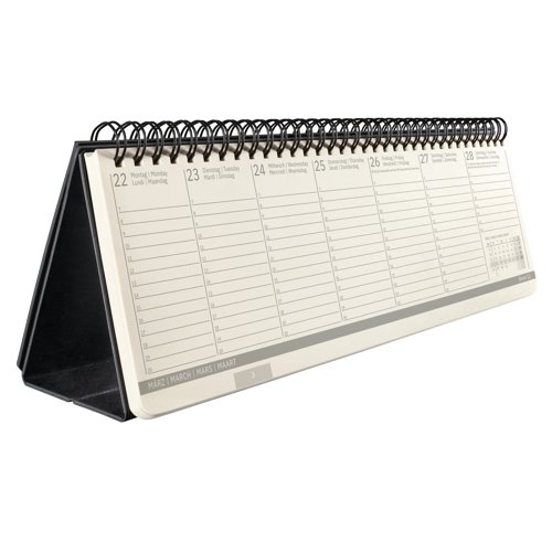 Conceptum Desktop planner 2027 large 30x14.30x1.80cm black hardcover 1 year 132 p. hourly appointment times 80 gsm FSC-certified 2 pages = the week at