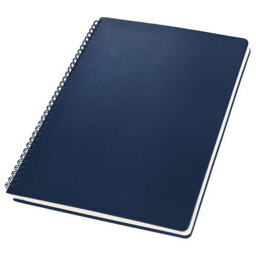Conceptum Spiral notepad A4 23.90x30.10x1.80cm lined dark blue hardcover 160 p. 80 gsm PEFC-certified PU ECF paper wood and acid-free.