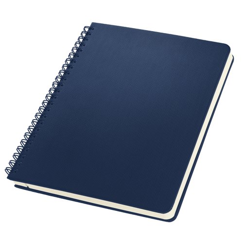 Conceptum Spiral notepad A5 17.60x21.40x1.80cm lined dark blue hardcover 160 p. 80 gsm PEFC-certified PU ECF paper wood and acid-free.