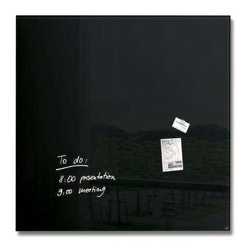 Wall Mounted Magnetic Glass Board 1000x1000x18mm - Black
