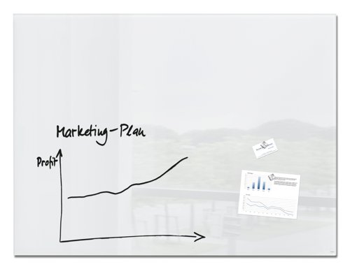 Wall Mounted Magnetic Glass Board 1200x900x18mm - Super White