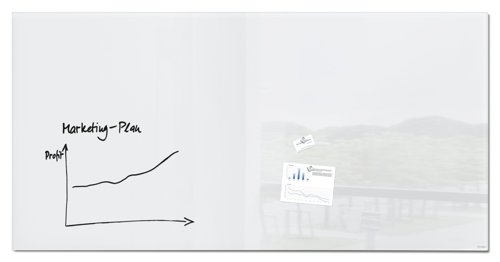 SIGEL Glass whiteboard Artverum - TUEV-approved - 200 x 100 cm - white - safety glass