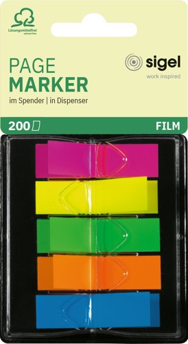 Z-markers neon red/neon yellow/neon green/neon orange/ocean blue 45x12mm 75 gsm polyethylene terephthalate PET PP 5x mini 200 page markers