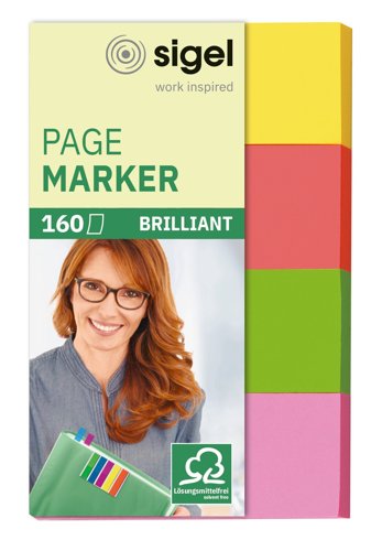 Sigel Page markers yellow/orange/green/pink 50x20mm paper 160 pages