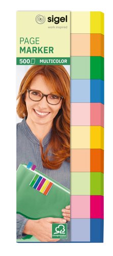 Sigel Page markers yellow/orange/green/blue/pink 50x15mm paper 500 page markers