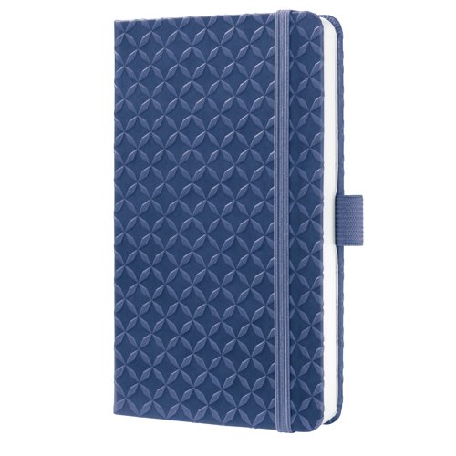 Jolie Notebook A6 9.50x15x1.60cm lined Indigo Blue dark blue hardcover 174 p. 80 gsm FSC-certified elastic fastener pen loop Ribbon markers: 1.