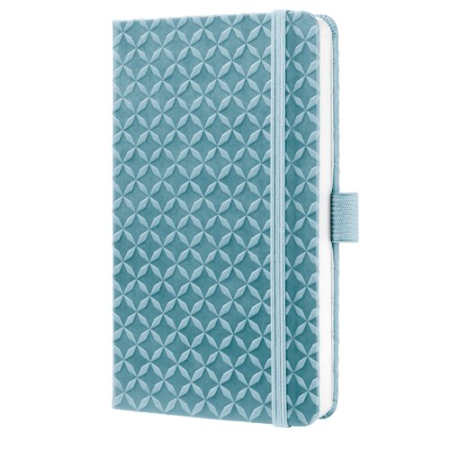 Jolie Notebook A6 9.50x15x1.60cm lined Sky Blue light blue hardcover 174 p. 80 gsm FSC-certified elastic fastener pen loop Ribbon markers